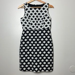 Ann Taylor Sheath Black White Polka Dot Dress size 0 Petite